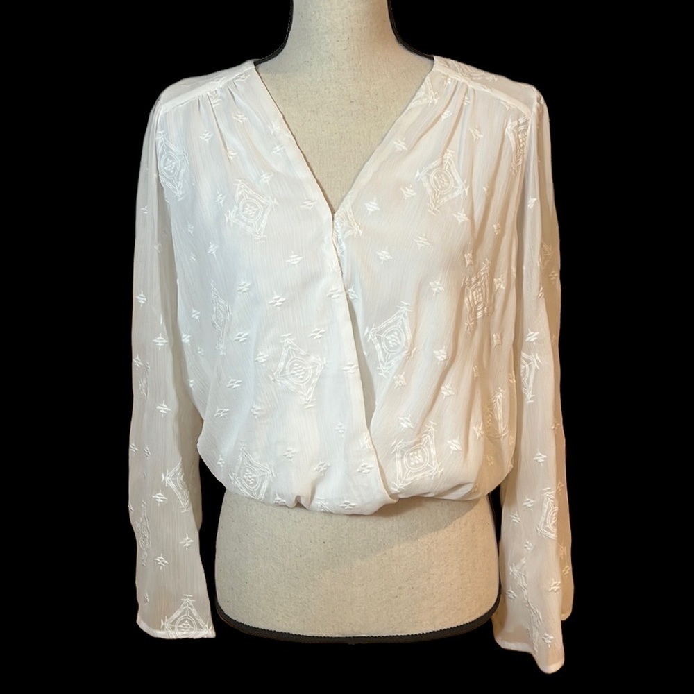 ASTR The Label Saskia Wrap Sheer Top Sz-S